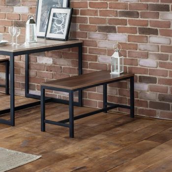 Tribeca Walnut and Black Wood and Metal Dining Bench