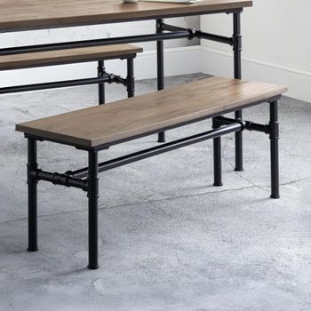 Carnegie Black Elm Wood Industrial Bench