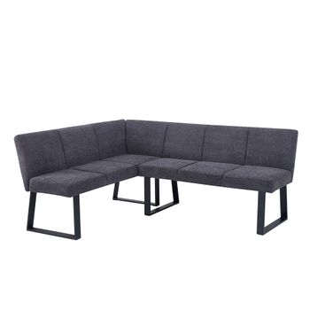 Bronx Dark Grey Fabric Corner Dining LHF Bench
