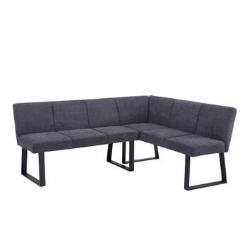 Bronx Dark Grey Fabric Corner Dining RHF Bench