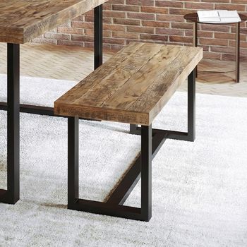 Preston Industrial Rustic Reclaimed Wood Dining Bench