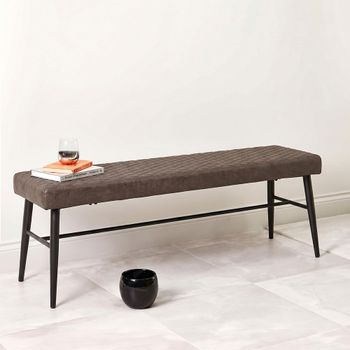 Charlie Grey Faux Leather Dining Bench