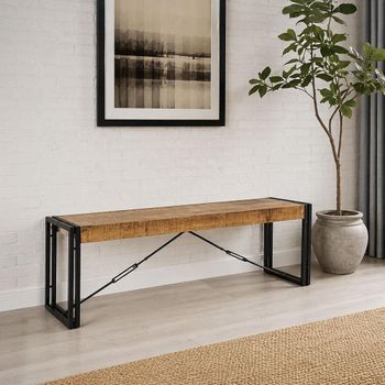 Cosmo Dining Bench Industrial Style Wooden and Metal