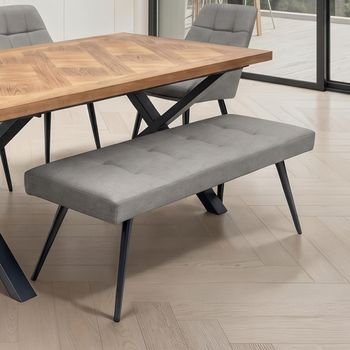 Ava Taupe Faux Leather Dining Bench