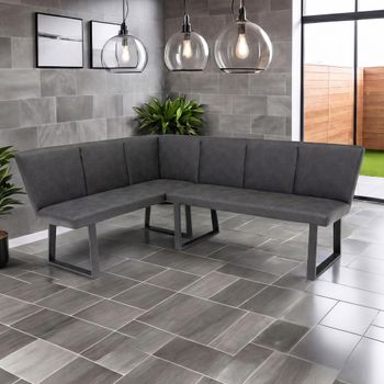 Franklin Charcoal Faux Leather Corner Dining Bench