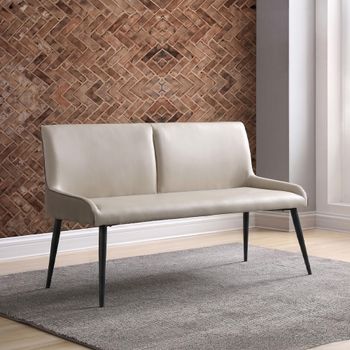 Nardo Light Grey Faux Leather Dining Bench
