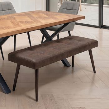 Sabena Dining Bench Antique Ebony Fabric Brown