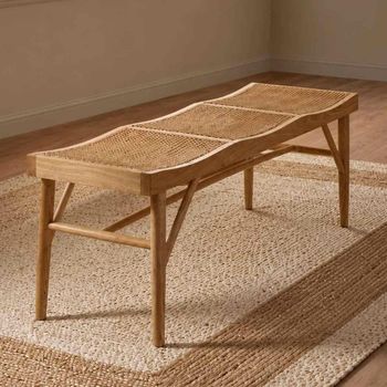 Elodie Dining Bench Natural Rattan and Solid Ash