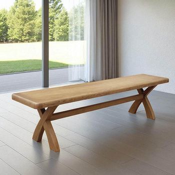 Hopewood Oak 150cm Dining Bench with Cross Leg