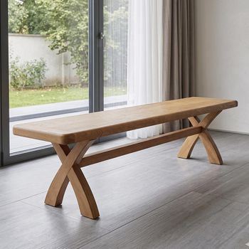 Hopewood Oak 200cm Dining Bench with Cross Leg