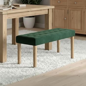 Addisyn Green Fabric Small Dining Bench