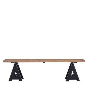 Hampstead Pine Wood and Metal Dining Bench