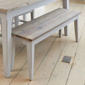 Signature Grey Painted Solid Wood Dining Bench