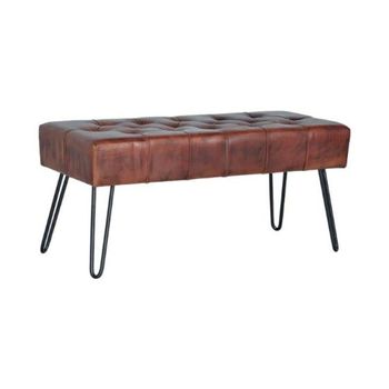 Terni Bench Brown Leather with Hairpin Legs