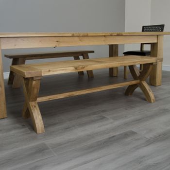 Deluxe Dining Bench Oak Cross Leg