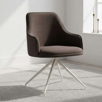 2 x Adia Swivel Brown Fabric Dining Chair