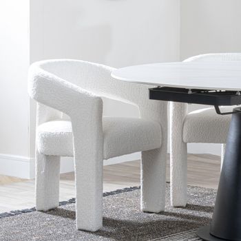 Clearance - Kiefer Cream Boucle Fabric Dining Armchair