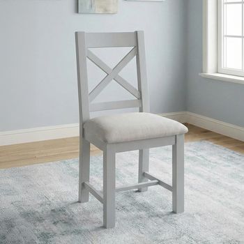 2 x Lundy Grey Painted Crossback Dining Chair
