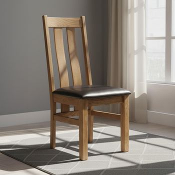 2 x Original Rustic Oak Arizona Slatted Back Dining Chair