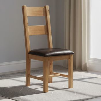 2 x Original Rustic Oak Ladder Back Dining Chair