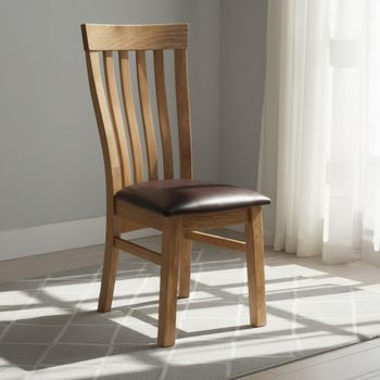 2 x Original Rustic Oak Toulouse Slatted Back Dining Chair