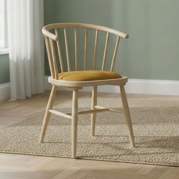 2 x Twyford Mustard Curved and Pale Oak Dining Chair