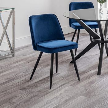 2 x Burgess Blue Fabric Dining Chair