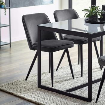 2 x Burgess Grey Fabric Dining Chair