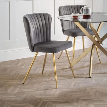 2 x Cannes Grey Fabric Dining Chair