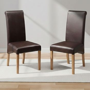 2 x Cuba Brown Faux Leather Dining Chair