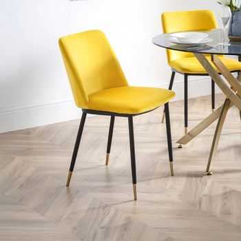 2 x Delaunay Yellow Fabric Dining Chair
