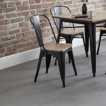 4 x Grafton Elm Wood Industrial Dining Chair
