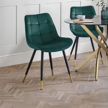 2 x Hadid Green Fabric Dining Chair