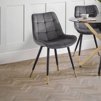 2 x Hadid Grey Fabric Dining Chair