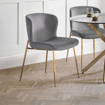2 x Harper Grey Fabric Dining Chair