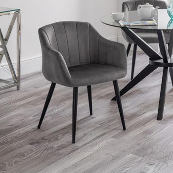 2 x Hobart Dining Grey Fabric Armchair