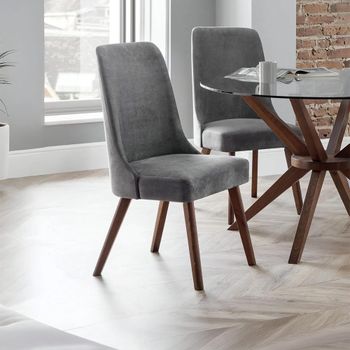 2 x Huxley Grey Fabric Dining Chair