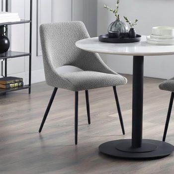 2 x Iris Grey Boucle Fabric Dining Chair