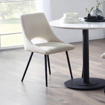 2 x Iris Ivory Boucle Fabric Dining Chair