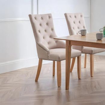 2 x Loire Oatmeal Fabric Dining Chair