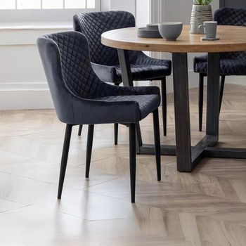 2 x Luxe Grey Fabric Dining Chair