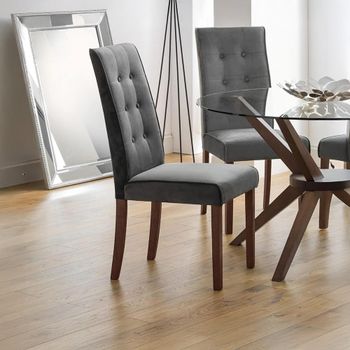 2 x Madrid Grey Fabric Dining Chair