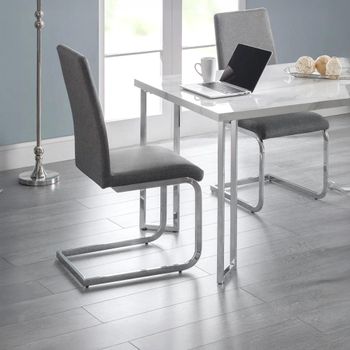 2 x Roma Cantilever Grey Fabric Dining Chair