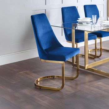 2 x Vittoria Cantilever Blue Fabric Dining Chair