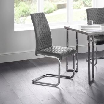 4 x Calabria Cantilever Grey Fabric Dining Chair