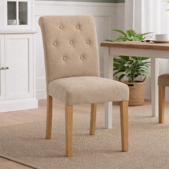 2 x Lundy Beige Fabric Dining Chair