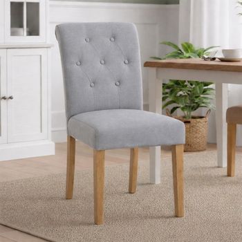 2 x Lundy Light Grey Fabric Dining Chair