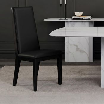 Elite Black Leather High Back Dining Chair with Black Legs