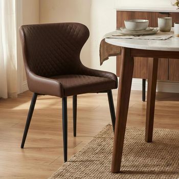2 x Langley Brown Faux Leather Dining Chair