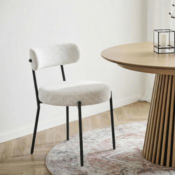 2 x Badalona White Boucle Fabric Dining Chair